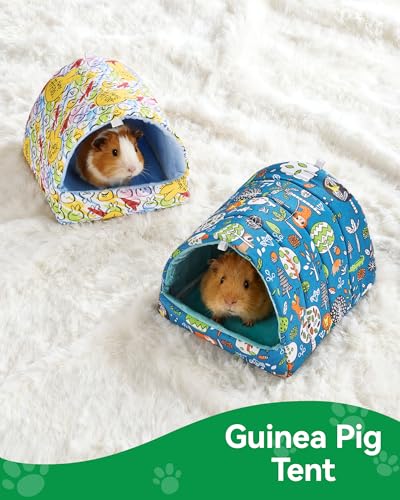 2 Pack Hamster Hideout Bed, Washable Small Animal House Bed Hamster House - color: Green+Yellow, size: 6*6in