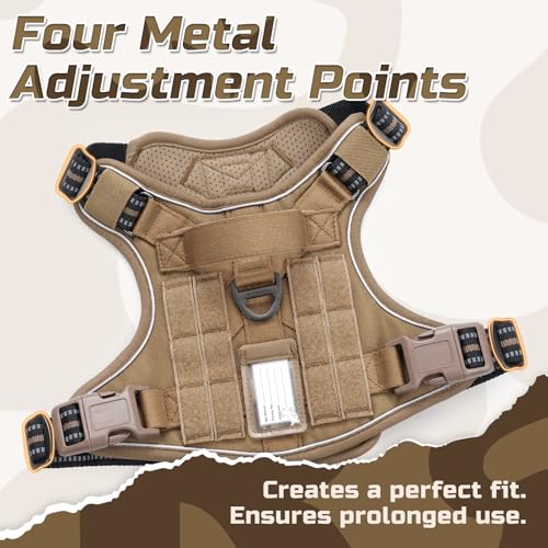 rabbitgoo Tactical Dog Harness for Medium, No Pull Military Service Vest - color: Brown, size: Medium