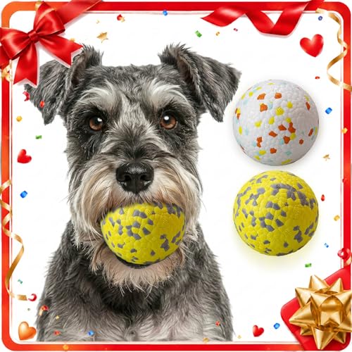 E-TPU Dog Balls, Tough High-Bounce Floating Fetch Toys, 2 Sizes - color: White & Yellow (2-Pack), size: Small (2.5" diameter)