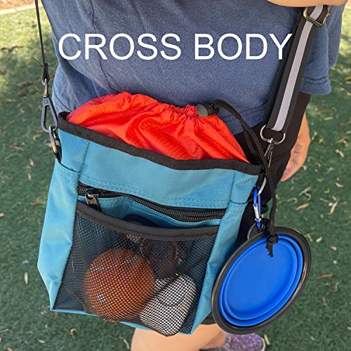 Jalousie Dog Training Pouch with Training Clicker and Water Bowl - 5 Ways to Wear - Carry Toys, Treats for Positive Reinforcement - Built-in Poop Bag Dispenser (Teal) - color: Teal