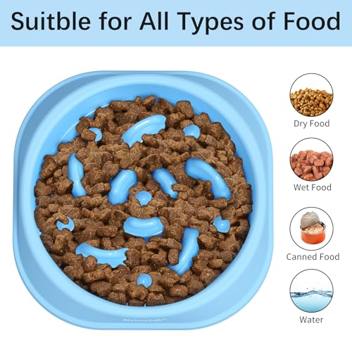 MateeyLife 2-Pack Slow Feeder Dog Bowls, 1 Cup, Dog Puzzle Feeder Bowl - color: A-LightBlue&DarkBlue, size: Small