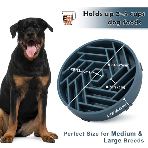 TOBYTO Slow Feeder Dog Bowls Large Medium Breed,Anti-Choking Slow Eating Dog Food Bowl,Non Slip Pet Slower Food Feeding Bowls Large Puzzle Slow Feeder Bloat Stop Maze Dog Dishes,Dark Blue - color: Dark Blue