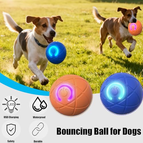 Valentines Day Gifts Dog Balls Interactive Dog Toys 2pc Shaky Ball Toy for Dogs Electric Rolling Pet Toy Dogs ball launcher Dog Chew Toys Rolling Balls for Do gs Smart Jumping Ba ll Training Jolly Toy - color: Orange Blue