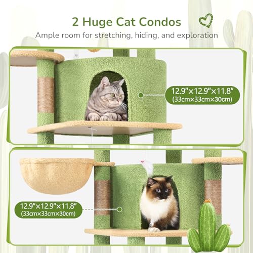 Globlazer 66in Cactus Corner Cat Tree for Indoor Large Cats, C66, Green - color: Cactus Green, size: 66inch