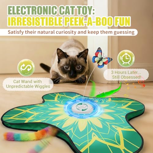 Interactive Cat Toys For Indoor Cats, Rechargeable Touch Automatic Cat Toy - color: Green