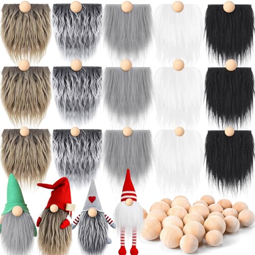 Tudomro 45 Pcs Halloween Gnome Beards Nose for Crafting Gray, White - color: Gray, White