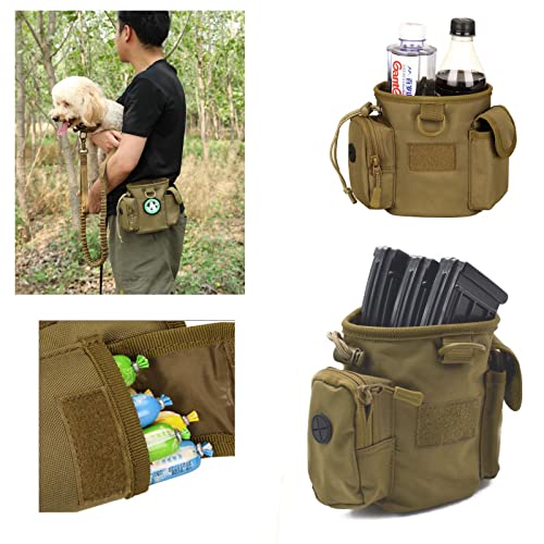 Compact Drawstring Tactical Dump Pouch Bag Dog Treat Training Pouch for Range Shooting, Hunting Airsoft ，Also As Training Bag for Doggie Puppy Treat Snack Pet Toys - color: CAMO