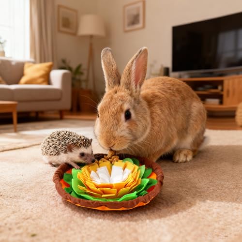 PETKNOWS Rabbit Foraging Mat, Snuffle Puzzle Toy for Small Pets