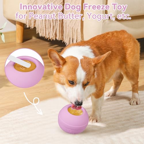 Long-Lasting Interactive Dog Lick Toy, Stuffable Dog Enrichment to Keep Dogs Busy, Wobbly Treat Dispensing Freezable Chew Toys, Food-Grade Safe (Pastel Purple,S) - color: Pastel Purple, size: S
