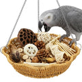 34Pcs African Grey Large Bird Foraging Toy Set with Hanging Basket - size: Size L for Large Birds