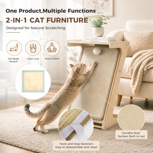 Cat Scratching Post Z-Shaped Cats Scratcher Side Table for Couch Sofa