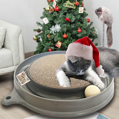 AUOON Cat Scratcher Toy with Ball Track for Indoor Cats and Kittens, Gray - color: Gray