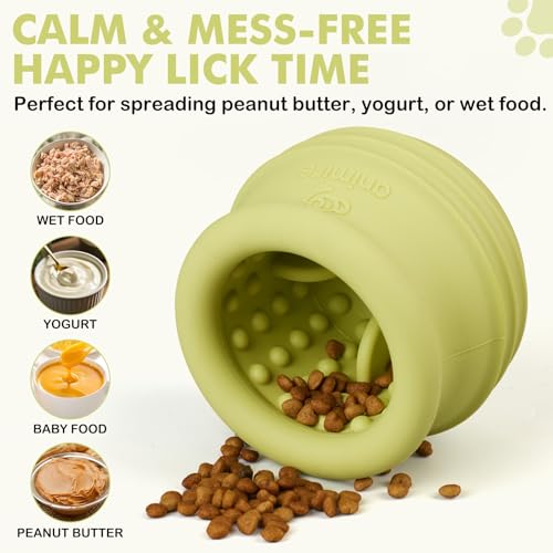 Treat Dispensing Dog Toy, Long-Lasting Interactive Puzzle Toys for Dogs, Stuffable Dog Enrichment Frozen Lick Treat Toy for Boredom, BPA Free Silicone Fetch Catch Chew Toy (Green,M) - color: Green, size: M