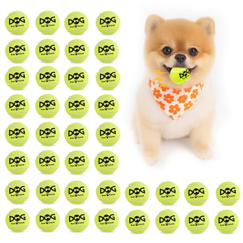 INSUM Small Tennis Balls for Dogs - 2 Inch 40 Pack Squeaky Dog Balls - color: Yellow, size: Small - 40PK