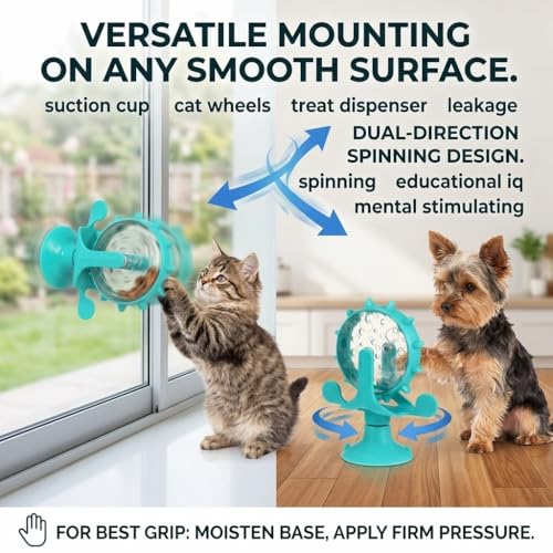 Ipetboom Cat Feeding Toy Rotating Windmill Treat Dispenser Pet Slow