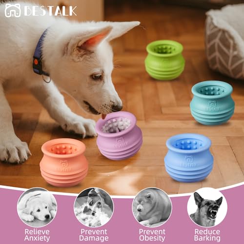 Dog Enrichment Treat Toy, Long-Lasting Wobbly Interactive Freeze Lick Toys for Dogs, Stuffable Puzzle Feeder Toy for Boredom, Silicone Treat Dispensing Chew Toy (Pastel Purple,L) - color: Pastel Purple, size: L