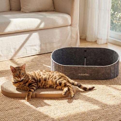 FUKUMARU Cat Scratcher, 24 Inch Sofa Shape Cat Scratching Bed Couch Indoor - color: Grey