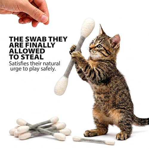 Glaciart One Swabs Cat Toys with Catnip - 6 Pk | Durable for Chew, Cute Cat Toys Interactive Kitty for Boredom, Exercise, & Play | Filled w/Organic Catnip for Anxiety & as Digestive Aid | Gift Idea - color: Grey Swabs, size: Regular