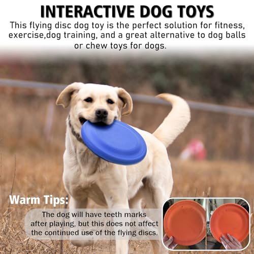 XIGOU Dog Flying Disc - Durable Rubber Flying Disc Dog Toy - 9.25" Indestructible Rubber Dog Flying Discs Flyer Dog Toys - Puncture Resistant & Bite Resistant Extremely - for Medium Large Dogs - color: Blue