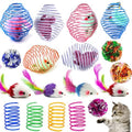 18 Pack Assorted Cat Metal Spring Balls Stretchable Large Cat Spiral Toy Crinkle Balls Interactive Kitten Rolling Coils Spring Inside Caged Rats Pet Supplies Indoor Outdoor Ferrets