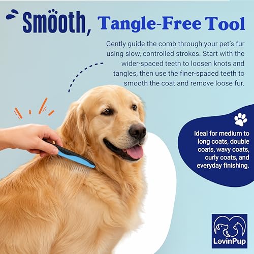 Pet Metal Comb for Dogs and Cats (2-Pack) – Detangling Comb - size: Comb