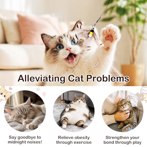 10PCS Interactive Cat Toys Feather Toy for Indoor Cats Kitten Adult