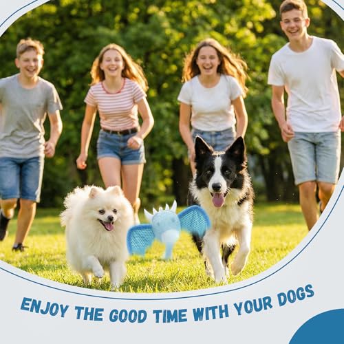 Interactive Dog Squeaky Toys, Indestructible Chew Toys Built-in Vanilla Ice Cream Flavored Ball, Puppy Plush Toys for Small Medium Chewers to Keep Them Busy - Blue Bat - color: Blue Bat
