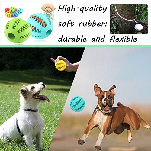 Sunglow 2 Pack Dog Toy Ball - Nontoxic Bite Resistant Teething Toys for Small/Medium/Large Dog and Puppy Cat, Dog Pet Food Treat Feeder Chew Tooth Cleaning Exercise Game IQ Training - color: Yellow/Blue, size: 2.75 in