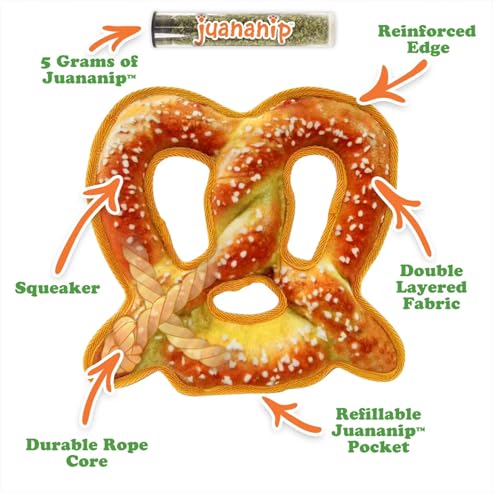 Doggijuana Twisted Pretzel & Pretzel Ring Dog Toy Bundle | 2 Pack, Squeaky - style: Twisted Pretzel & Pretzel Ring