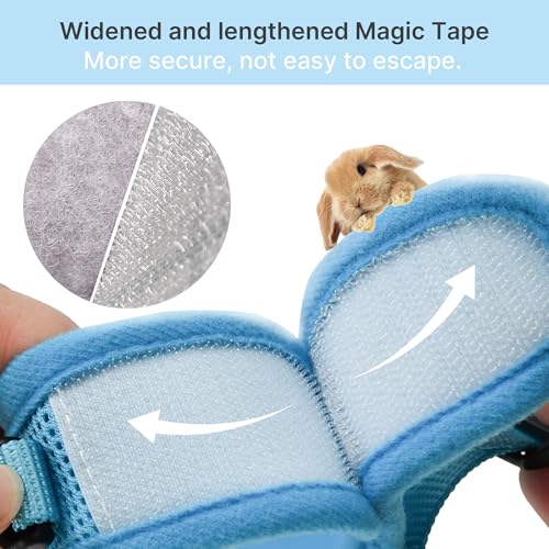 AIITLE Breathable Escape Proof Rabbit Harness and Leash Set, Blue L - color: Blue, size: L
