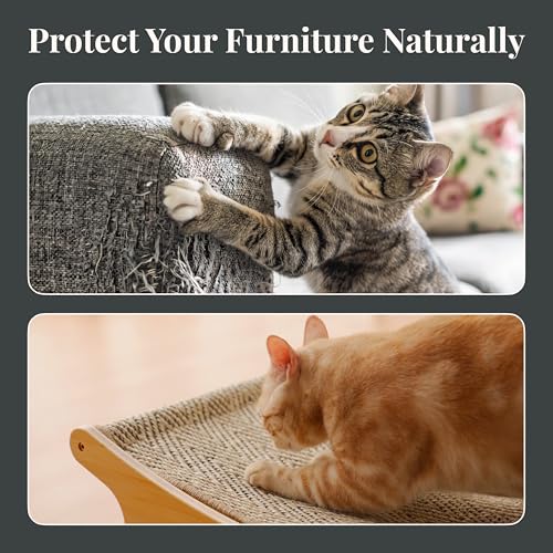 XL Sisal Cat Scratcher Bed with Elevated Hammock for Indoor Cats, Replaceable Natural Sisal Pad, Large Cat Lounge, Anti-Slip No-Wobble Bamboo Frame, Olive Green - color: Olive Green