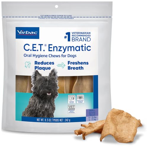 Virbac C.E.T. Enzymatic Oral Hygiene Chews for Dogs, Tartar Control, Small - size: Small 11-25lbs