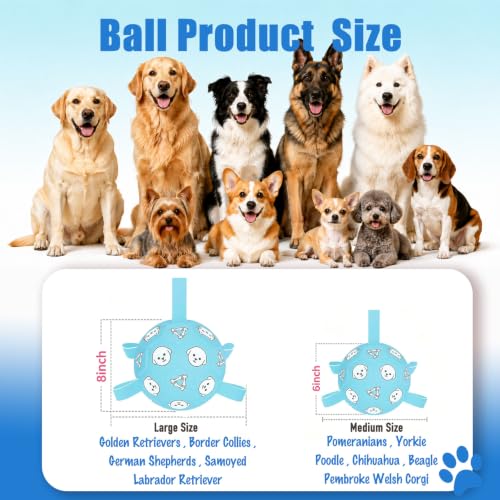 Dog Soccer Ball with Straps, 6 Inch Jolly Ball for Medium Dogs - color: Pale Blue, size: Medium-6 Inch
