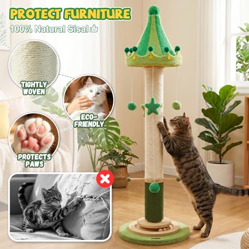 51'' Extra Tall Cat Scratching Post,Heavy Duty Thick Sisal for Indoor Adult