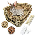Hamiledyi Rabbit Grass Bed for Bunny, 12 Pcs Pet Bunny Chew Toys Natural Hand-Made Woven Hay Mat Hamster Grass Basket Small Animals Bedding for Guinea Pig Chinchilla Ferret Gerbil Rat