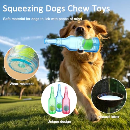 Water Bottle Dog Toy for Aggressive Chewers, Cute Squeaky Indestructible Water Bottle Dogs Chew Toys for Medium/Small Dogs Interactive Dog Toys to Exercise and Accompany (Yellow) - color: Yellow