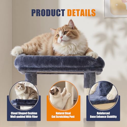 DUMOS Large 63in Cat Tree Tower with Scratching Posts, Indoor Cats Use - color: Dark Grey, size: 63 Inch