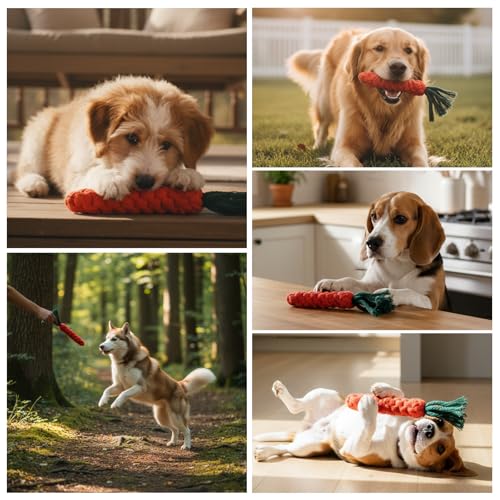 3 Pcs Dog Toy Carrot, Cotton Woven Puppy Teething Rope Toys for Dogs Cats Safe Braided Rabbit Toys Dental Cleaning Chew Toy for Small Pets Aggressive Chewers Entertainment & Interaction