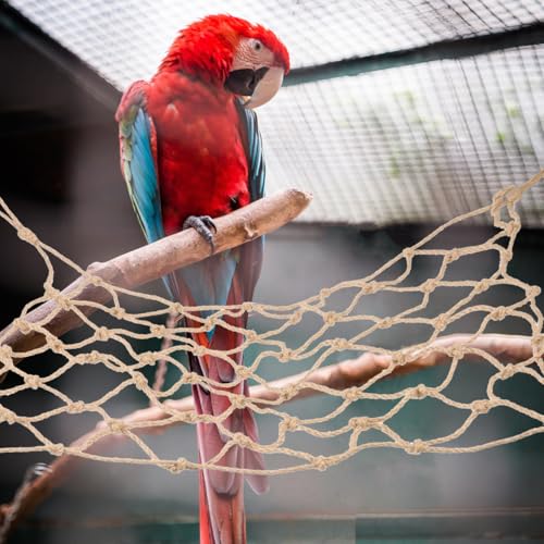 ORFOFE Bird Climbing Net Rope Climbing Net Hammock for Parrot Hamster Small Rat Hanging Pet Toy for Climbing Chewing Playing Includes 4 Hooks 21.65 X 17.32 in