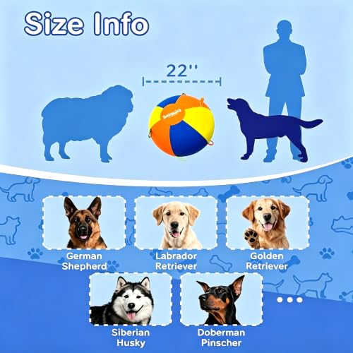 Herding Ball for Dogs, 22" Dog Training Ball with Straps - size: 21.8"