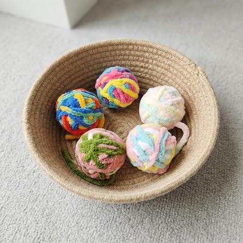 Cat Yarn Balls with Bell Inside, Kitten Toys Pack 5Pcs - color: A