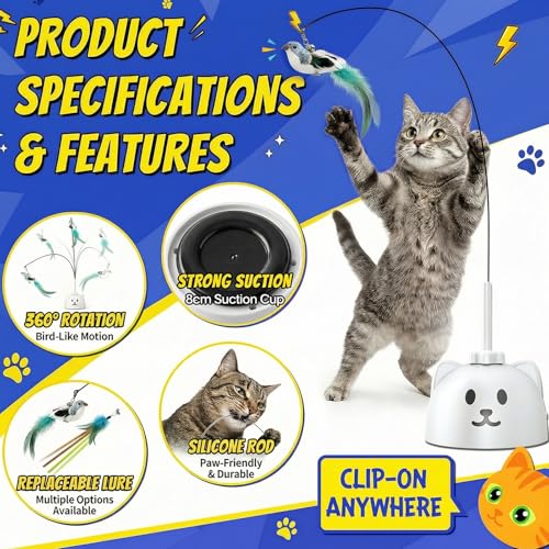 CATPICK Automatic Interactive Cat Toy, Flying Bird Wand for Indoor Cats - color: Brown