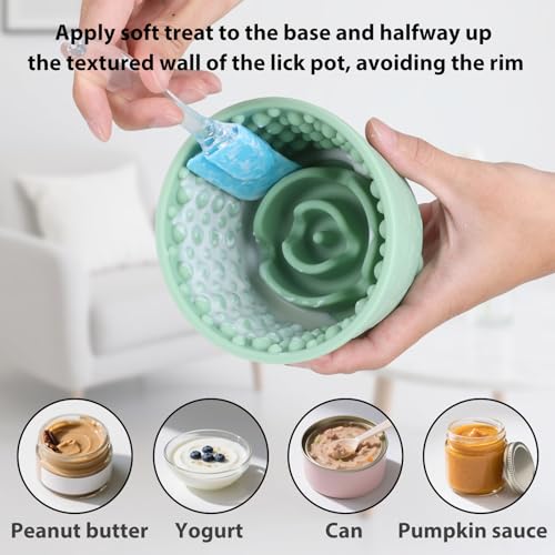 Dog Slow Feeder Lick Bowl - Non-Slip Licking Treat Dispenser for Small Medium Large Dogs, Promotes Anxiety Relief & Prevents Choking, Easy to Clean Feeding Bowl (Green, S) - color: Green, size: S
