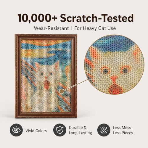 MUTTROS Art Cat Scratcher, 3 Pack Cardboard Cat Wall Scratcher Board - color: Classic Art Masterpiece Set