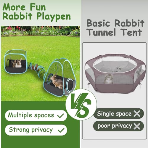 YUEPET Large Rabbit Tunnel, Bunny Tunnel for Small Pets, Ferret playpen - color: Mesh Black Blue
