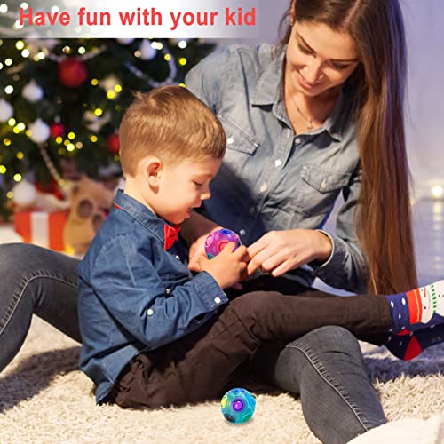 Vdealen Magic Rainbow Puzzle Ball, Fidget Ball Puzzle Brain Teaser Fidget Toy for Boys & Girls- Birthday Party Valentines Easter Christmas Stocking Stuffers for Kids Teen & Adults-2 Pack - color: Blue&purple