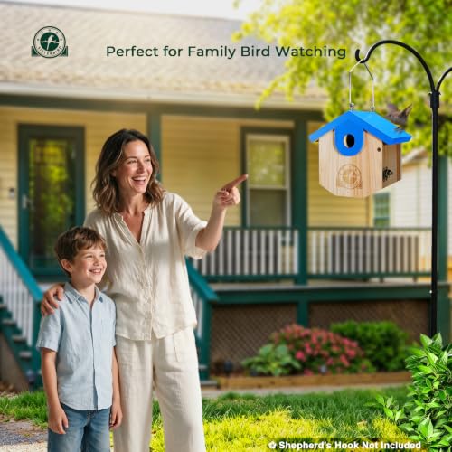 SISTERBIRD Wren Bird Houses for Outside, Bird House Warming Gifts, Blue - color: Blue