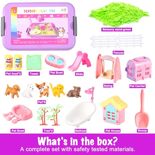 Carolart Pet Sensory Bin, Dog & Cat Sand Box Play Sand Kit, Sensory Toys - style: Pet