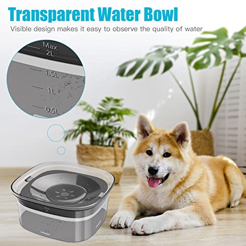 UPSKY 70oz Dog Water Bowl, No Spill Slow Drinking Feeder for Messy Drinker - color: C-Black, size: 2 L