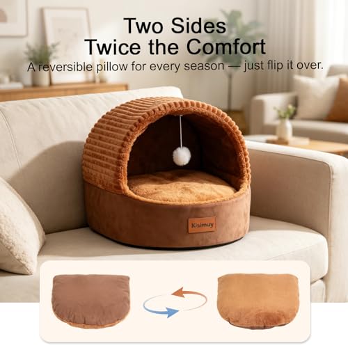 Cat Bed Cave with Pillow & Cat Toys, Cat Bed for Indoor Cats & Dog - size: M-17.7IN